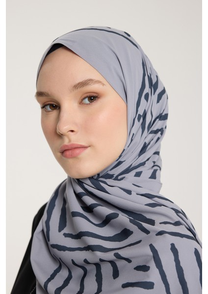 Pure Tone Şal - V Desen - Gümüş - Füme