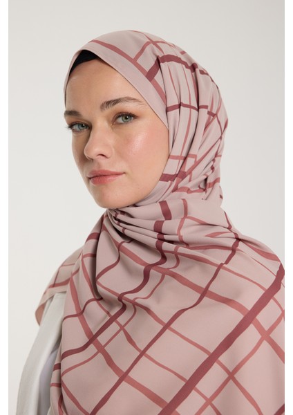 Pure Tone Şal - Kare Desen - Latte - Nude