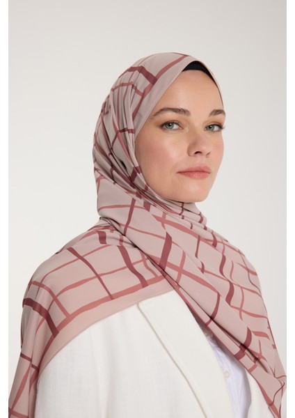 Pure Tone Şal - Kare Desen - Latte - Nude modelleri