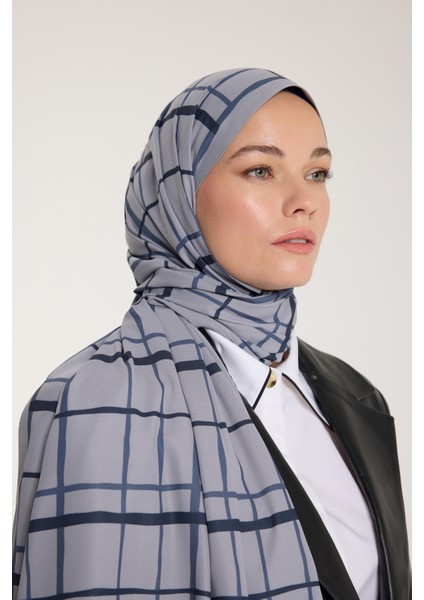Pure Tone Şal - Kare Desen - Gümüş - Laci