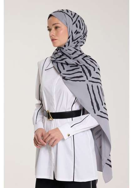 Pure Tone Şal - V Desen - Gümüş - Siyah fiyatları