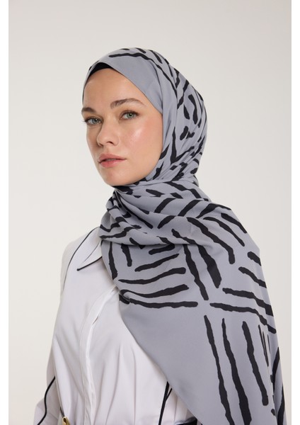 Pure Tone Şal - V Desen - Gümüş - Siyah modelleri