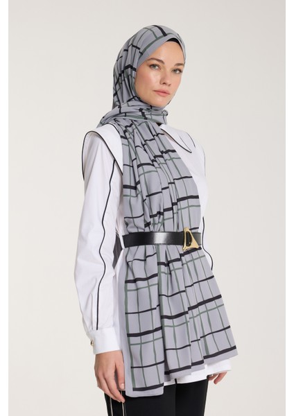 Pure Tone Şal - Kare Desen - Gümüş - Yeşil Laci fiyatları