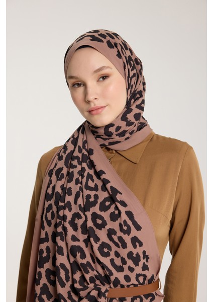 Pure Tone Şal - Leopar Desen - Sütlükahve - Siyah modelleri
