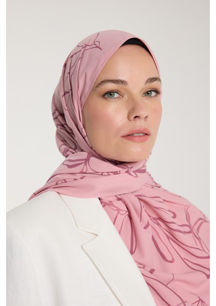 Pure Tone Şal - Yaprak Desen - Pembe - Gülkurusu