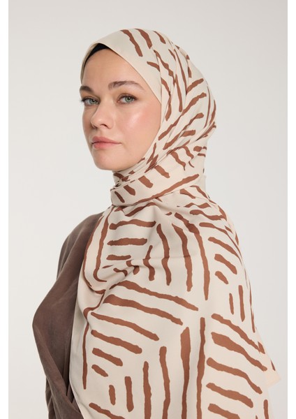 Pure Tone Şal - V Desen - Bej - Kahve