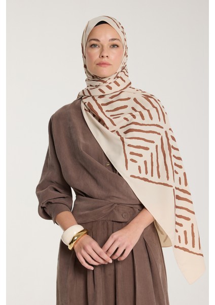Pure Tone Şal - V Desen - Bej - Kahve modelleri