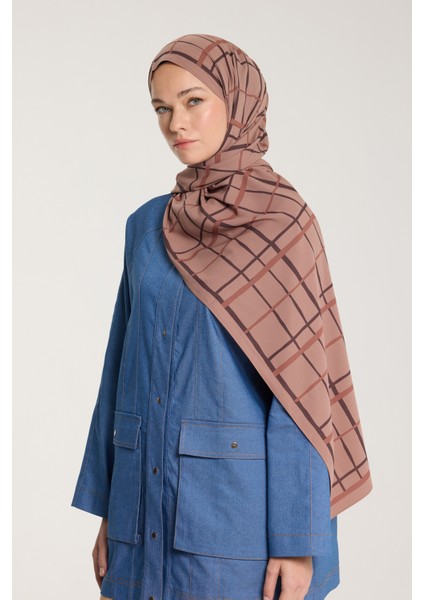 Pure Tone Şal - Kare Desen - Sütlükahve - Kahve fiyatları