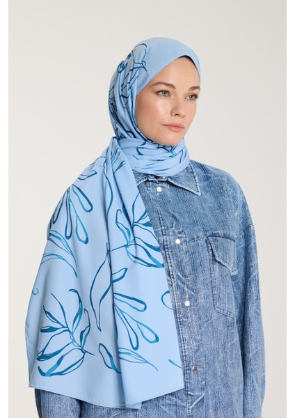 Pure Tone Şal - Yaprak Desen - Bebe Mavisi - Mavi fırsatları