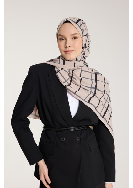 Pure Tone Şal - Kare Desen - Taş - Siyah fiyatları