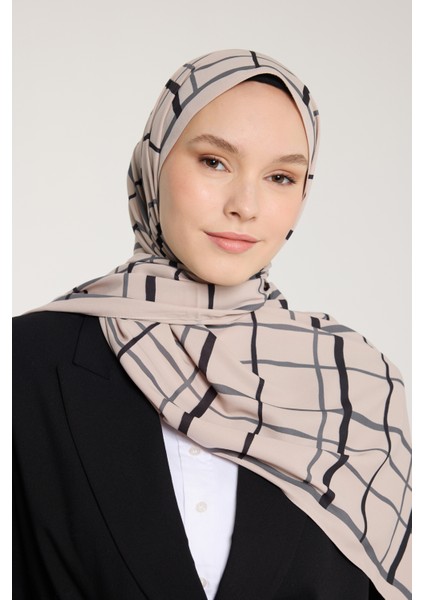 Pure Tone Şal - Kare Desen - Taş - Siyah modelleri