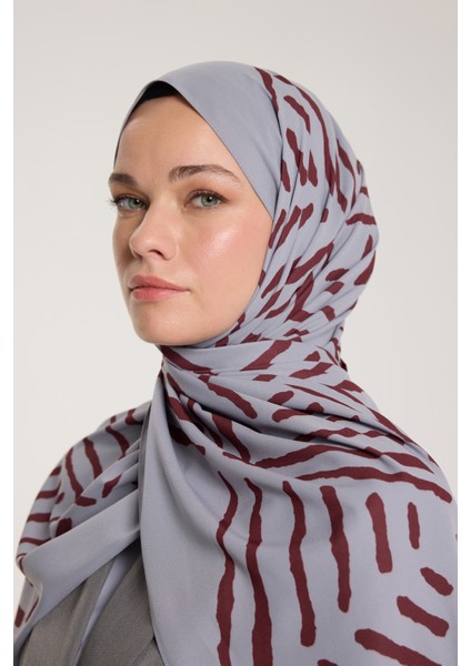 Pure Tone Şal - V Desen - Gümüş - Bordo