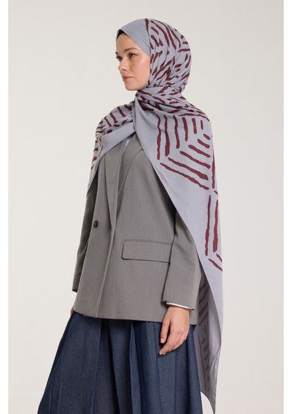 Pure Tone Şal - V Desen - Gümüş - Bordo fiyatları