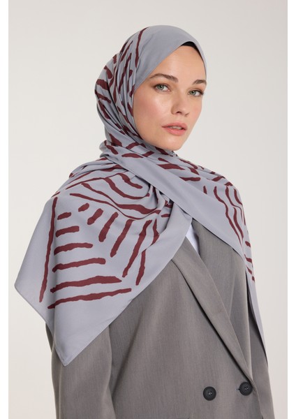 Pure Tone Şal - V Desen - Gümüş - Bordo fırsatları