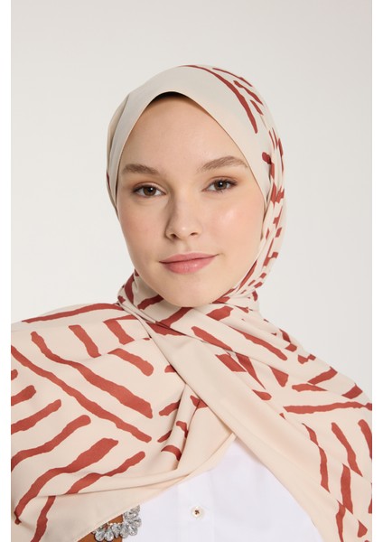 Pure Tone Şal - V Desen - Bej - Taba modelleri