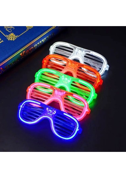 LED Işıklı Gözlük Işıklı Yılbaşı Parti Gözlüğü 5 Li Set Mavi Kırmızı Pembe Yeşil Beyaz LED Işıklı modelleri
