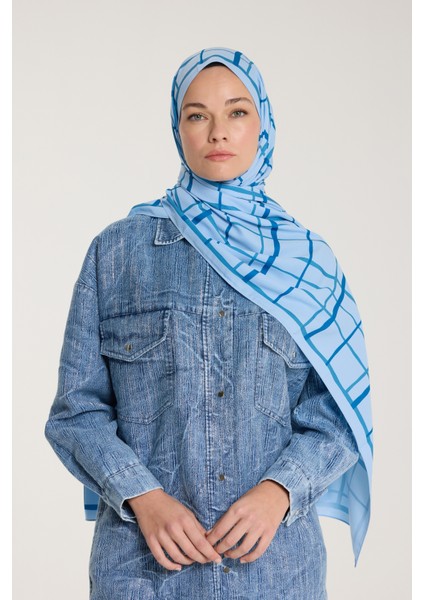 Pure Tone Şal - Kare Desen - Bebe Mavisi - Mavi fiyatları