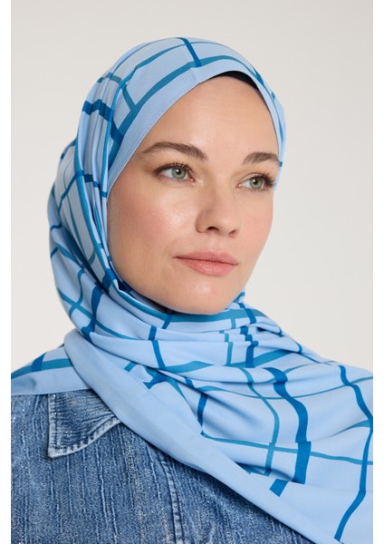 Pure Tone Şal - Kare Desen - Bebe Mavisi - Mavi modelleri