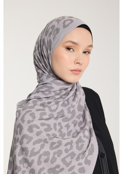 Pure Tone Şal - Leopar Desen - Soft Gri - Gri