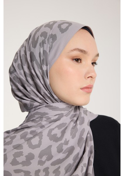 Pure Tone Şal - Leopar Desen - Soft Gri - Gri modelleri