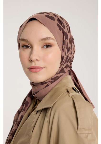 Pure Tone Şal - Leopar Desen - Sütlükahve - Kahve