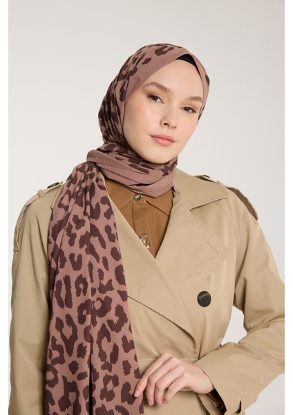 Pure Tone Şal - Leopar Desen - Sütlükahve - Kahve modelleri
