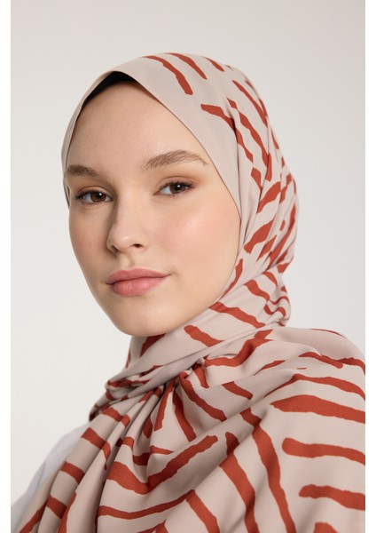 Pure Tone Şal - V Desen - Taş - Kiremit