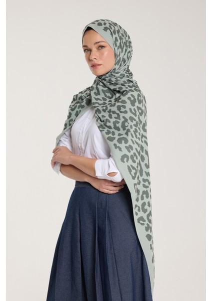 Pure Tone Şal - Leopar Desen - Çağla - Koyu Çağla