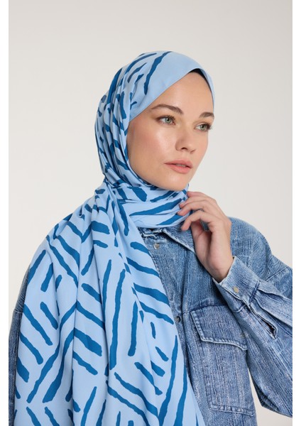 Pure Tone Şal - V Desen - Bebe Mavisi - Mavi