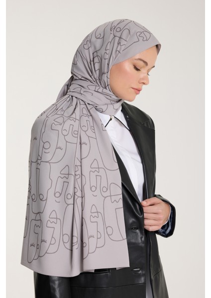 Pure Tone Şal - Marjinal Desen - Soft Gri - Gri fiyatları