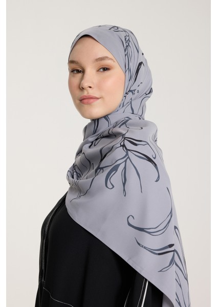 Pure Tone Şal - Yaprak Desen - Gümüş - Gri