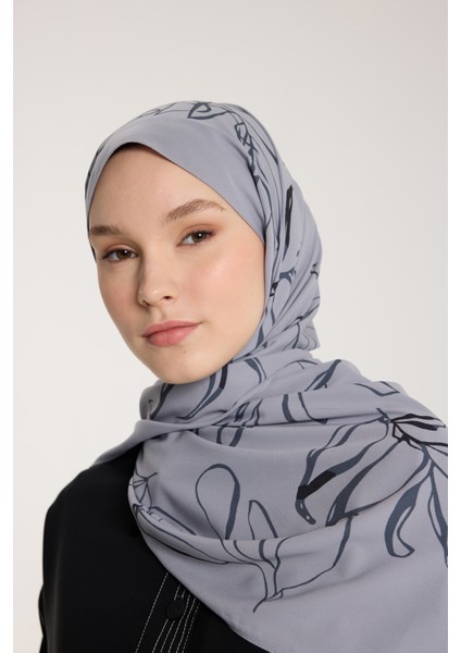 Pure Tone Şal - Yaprak Desen - Gümüş - Gri
