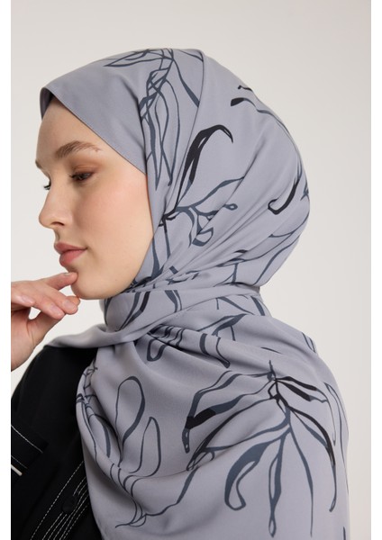 Pure Tone Şal - Yaprak Desen - Gümüş - Gri
