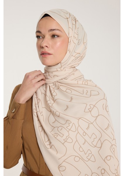Pure Tone Şal - Marjinal Desen - Bej - Vizon modelleri