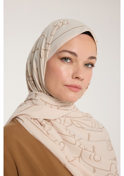 Pure Tone Şal - Marjinal Desen - Bej - Vizon fırsatları