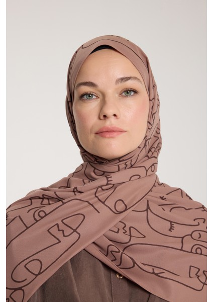 Pure Tone Şal - Marjinal Desen - Sütlükahve - Kahve modelleri