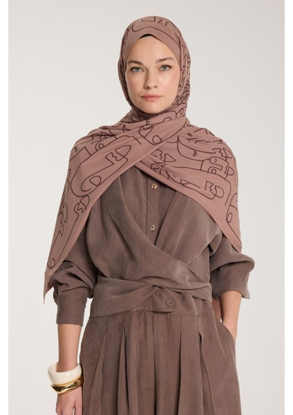 Pure Tone Şal - Marjinal Desen - Sütlükahve - Kahve fırsatları