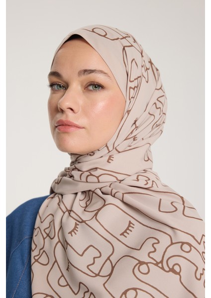 Pure Tone Şal - Marjinal Desen - Taş - Kahve