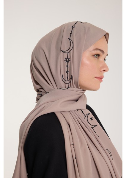 Nakış Şal - Hilal Dokuma - Vizon - Siyah