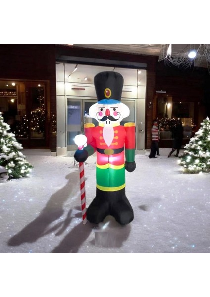 Vıp Deluxe LED Işıklı Motorlu Dev Şişme Fındık Kıran 190 cm Işıklı Şişme Kurşun Asker Noel Dekorları