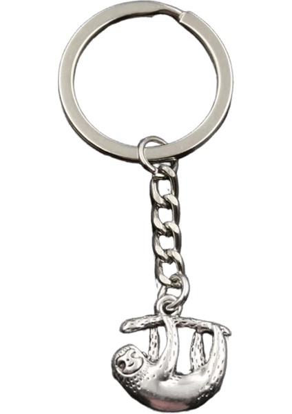 Moda Anahtarlık 20X19MM Hayvan Folivora Tembel Gümüş Renk Kolye Dıy Erkekler Takı Araba Anahtarlık Yüzük Tutucu Hediye Hatıra (Yurt Dışından)