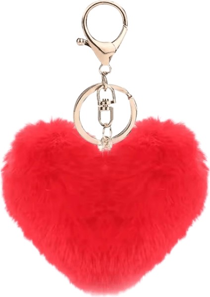 Gökkuşağı Peluş Top Anahtarlık Büyük Kalp Ponpon Anahtarlık Kadınlar Araba Çantası Kolye Moda Takı Kabarık Aşk Ponponlar Anahtarlık (Yurt Dışından)