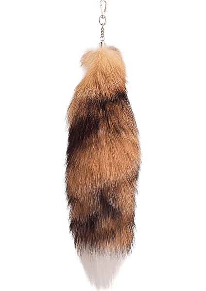 40CM Tilki Kürk Kuyruk Büyük Uzun Kürk Kuyruk Anahtarlık Kolye Renk: Renk 6 / Boyut: Yaklaşık 40CM (Yurt Dışından)