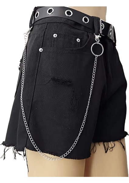 Punk Steet Anahtarlıklar Zincir Kadın Erkek Ay Yıldız Perçinler Kafatası Aksesuarları Seçim Rock Goth Pantolon Bel Kemeri Zincir Kot Üzerinde Jewerly (Yurt Dışından)