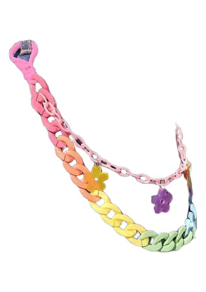 2023 Hip Hop Gökkuşağı Reçine Zincir Anahtarlık Erkekler Kadınlar Sevimli Bel Zinciri Çok Renkli Akrilik Çiçek Pantolon Pantolon Zinciri Punk Takı (Yurt Dışından)