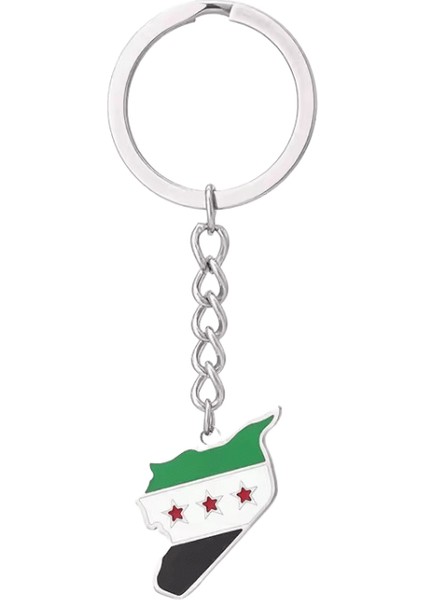 Yıluocd Paslanmaz Çelik Suriye Haritası Bayrak Kolye Anahtarlık Moda Suriyeliler Harita Anahtarlık Kadınlar Erkekler Zincir Takı Hediye (Yurt Dışından)