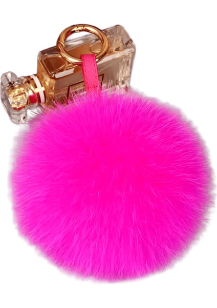 2024 Lüks 13CM Kabarık Gerçek Tilki Kürk Top Pom Poms Kürk Ponpon Anahtarlık Araba Anahtarlık Metal Halka Kolye Kadınlar Renk: Yeşil / Boyut: 13 cm (Yurt Dışından)