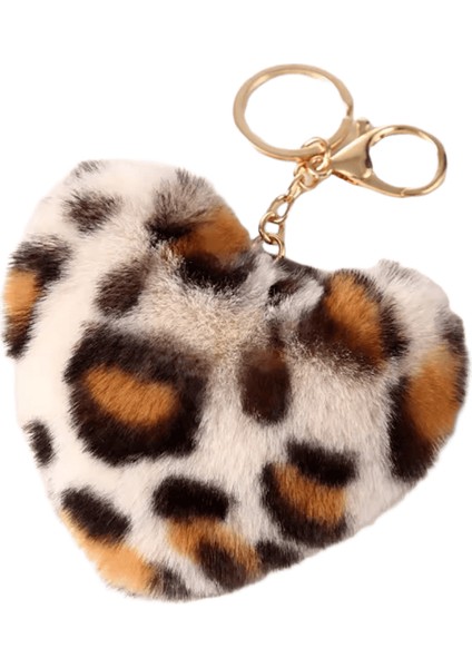 Yeni Kalp Peluş Saç Topu Anahtarlık Kadın Leopar Ponpon Aşk Araba Anahtarlık Çanta Kolye Hairball Anahtar Yüzükler Takı (Yurt Dışından)