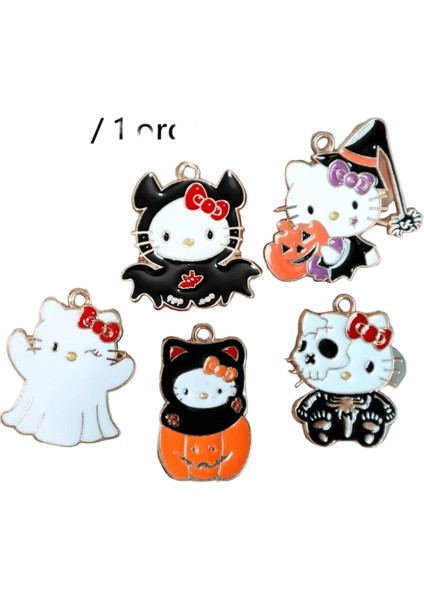 10 Adet Kawaii Cadılar Bayramı Balkabağı Hayalet Metal Kolye Sevimli Hello Kitty Alaşım Charm Dıy Kolye Bilezik Anahtarlık Takı Aksesuar (Yurt Dışından)