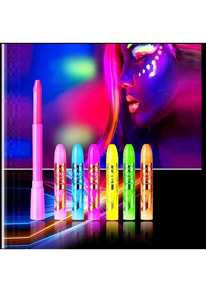 Vıp 12PCS Face Paint Glow In The Dark Under Uv Light 12 Adet Glow Neon Boya Uv Parlayan Vücut Boyası